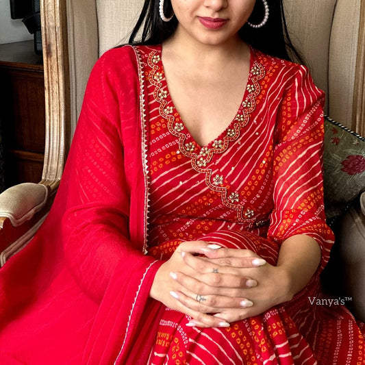 Libas Premium  Anarkali Kurta Set With Angrakha For Women (Red)